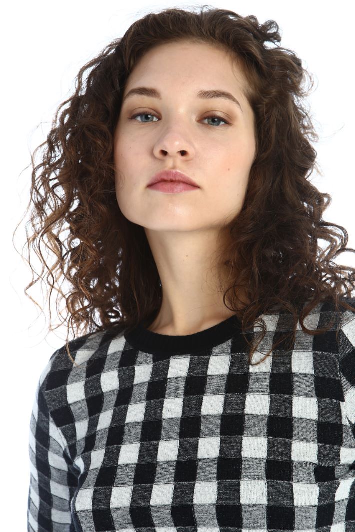 Maglia semiaderente jacquard - GRIGIO BIANCO NERO - Fashion Market - 3