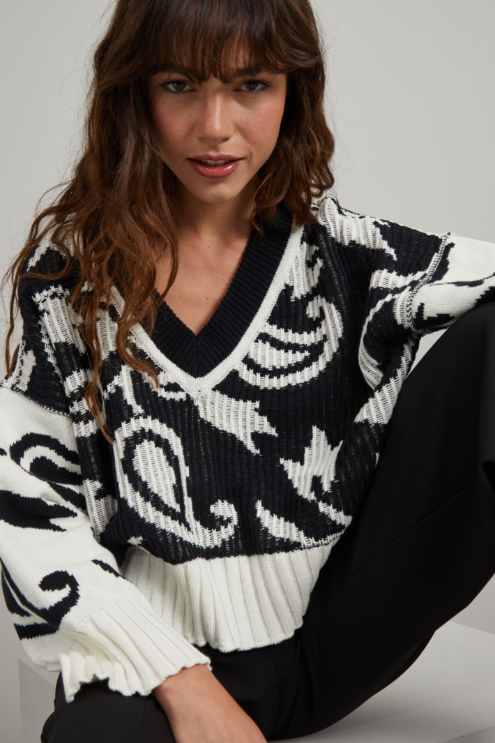 Maglia in cotone - NERO PANNA - Fashion Market - 3