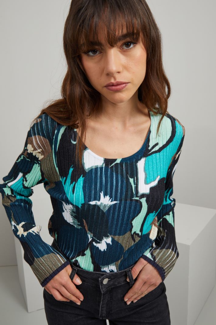 Maglia stampata - BLU VERDE NERO - Fashion Market - 3
