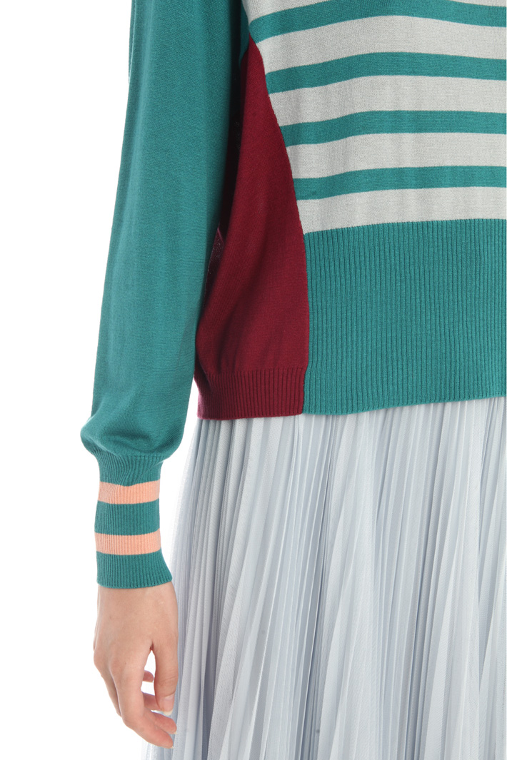 Maglia in seta e cotone - PAVONE CELESTE VINACCIA - Fashion Market - 3