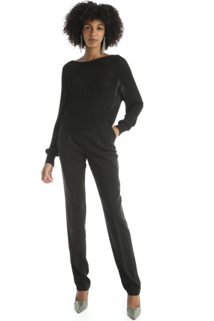 Maglia a coste in viscosa - NERO - Fashion Market - 5