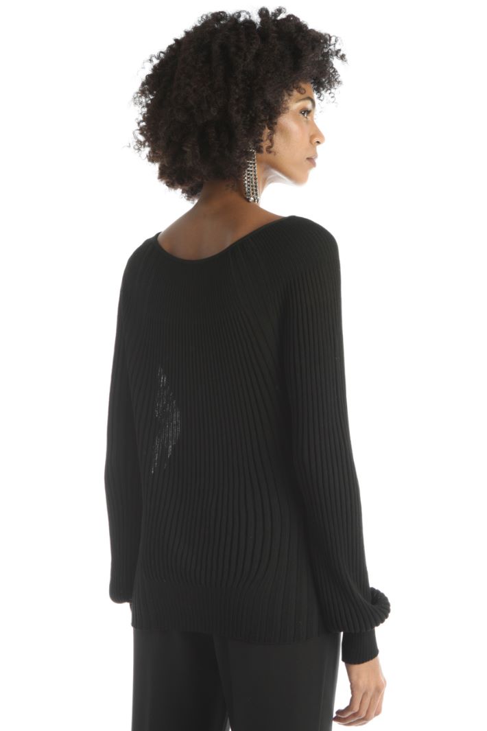 Maglia a coste in viscosa - NERO - Fashion Market - 4