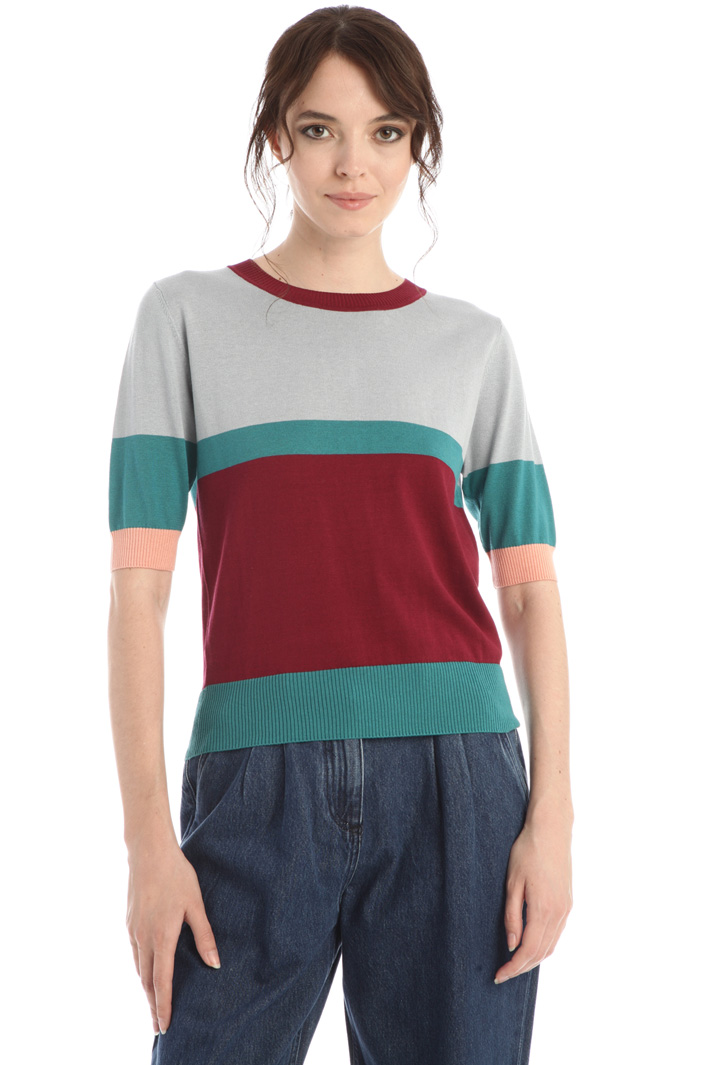 Maglia in seta e cotone - PRUGNA PETROLIO - Fashion Market - 4
