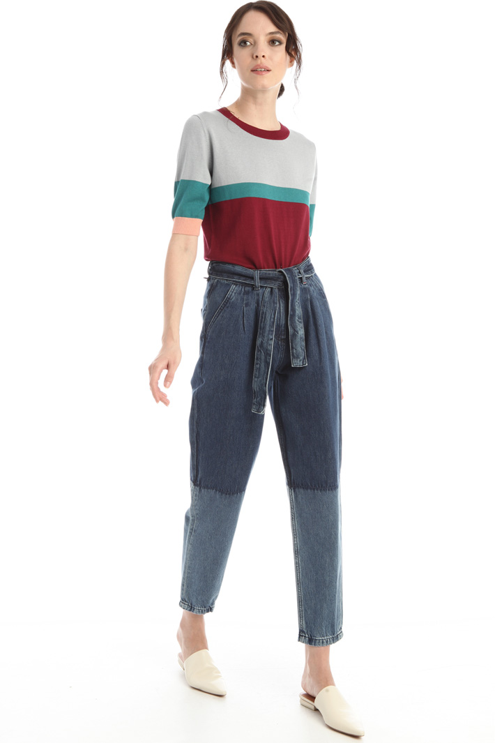 Maglia in seta e cotone - PRUGNA PETROLIO - Fashion Market