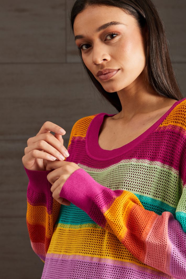 Maglia traforata - MAGENTA GIALLO VERDE - Fashion Market - 3