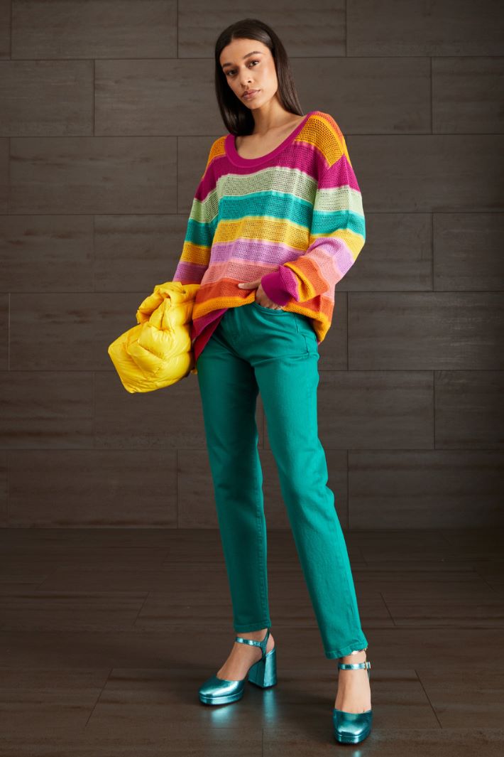 Maglia traforata - MAGENTA GIALLO VERDE - Fashion Market