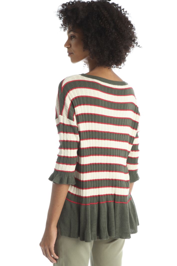 Maglia con fondo asimmetrico - VERDE BEIGE - Fashion Market - 4