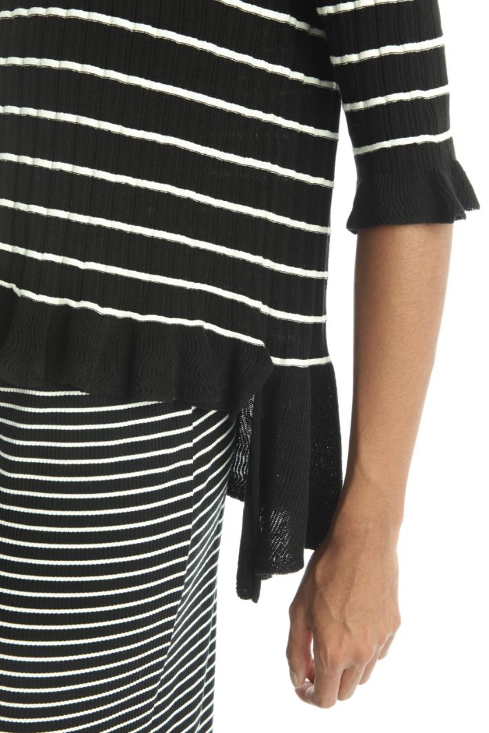 Maglia con fondo asimmetrico - NERO BIANCO - Fashion Market - 3