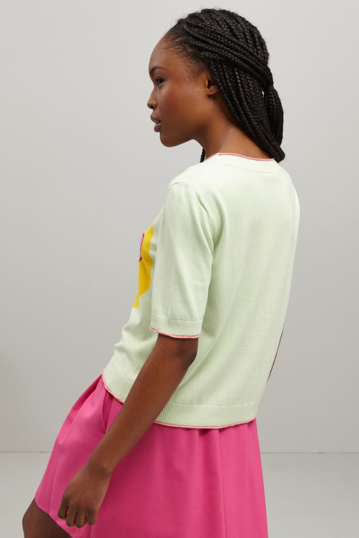 Maglia con profili a contrasto - VERDE MENTA GIALLO - Fashion Market - 4