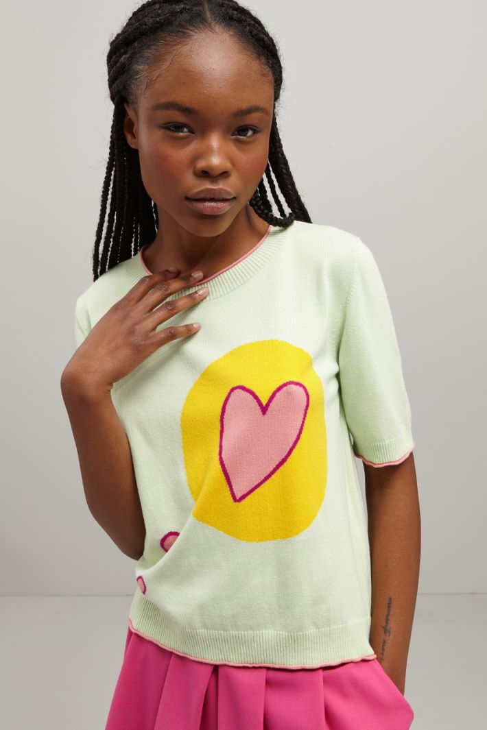 Maglia con profili a contrasto - VERDE MENTA GIALLO - Fashion Market - 2