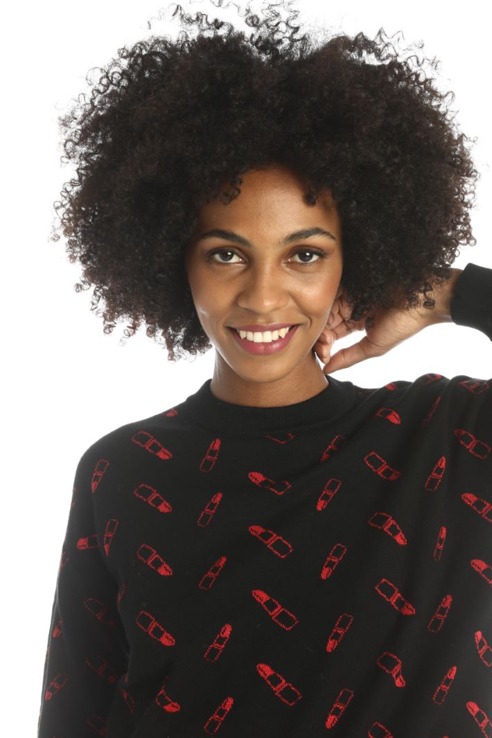 Maglia jacquard lamè - NERO ROSSO - Fashion Market - 4