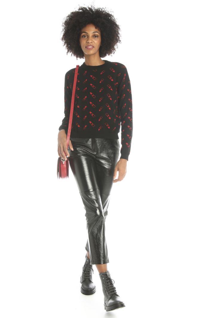 Maglia jacquard lamè - NERO ROSSO - Fashion Market - 3