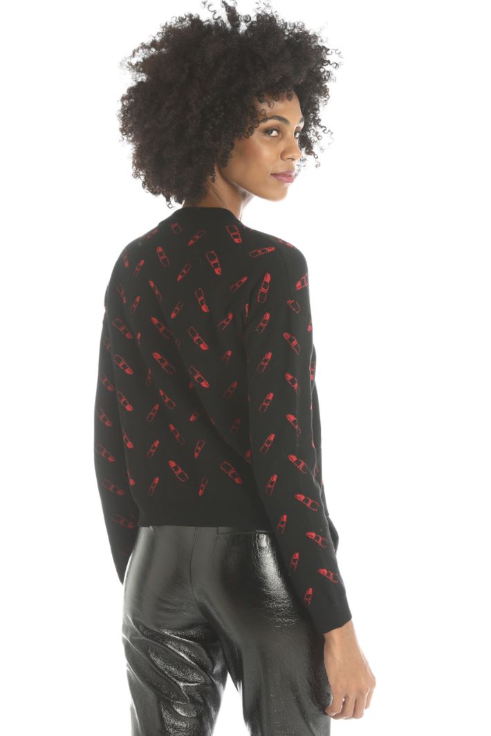 Maglia jacquard lamè - NERO ROSSO - Fashion Market - 2
