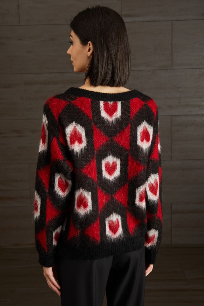 Maglia in mohair - ROSSO NERO BIANCO - Fashion Market - 4