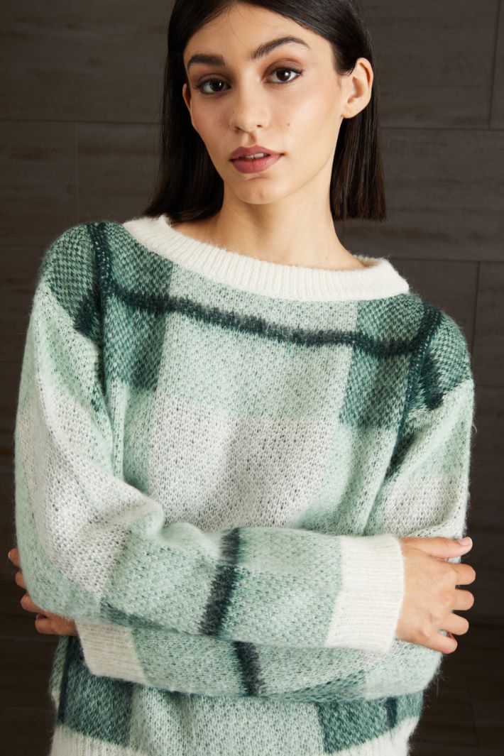 Maglia in mohair - VERDE BIANCO - Fashion Market - 3