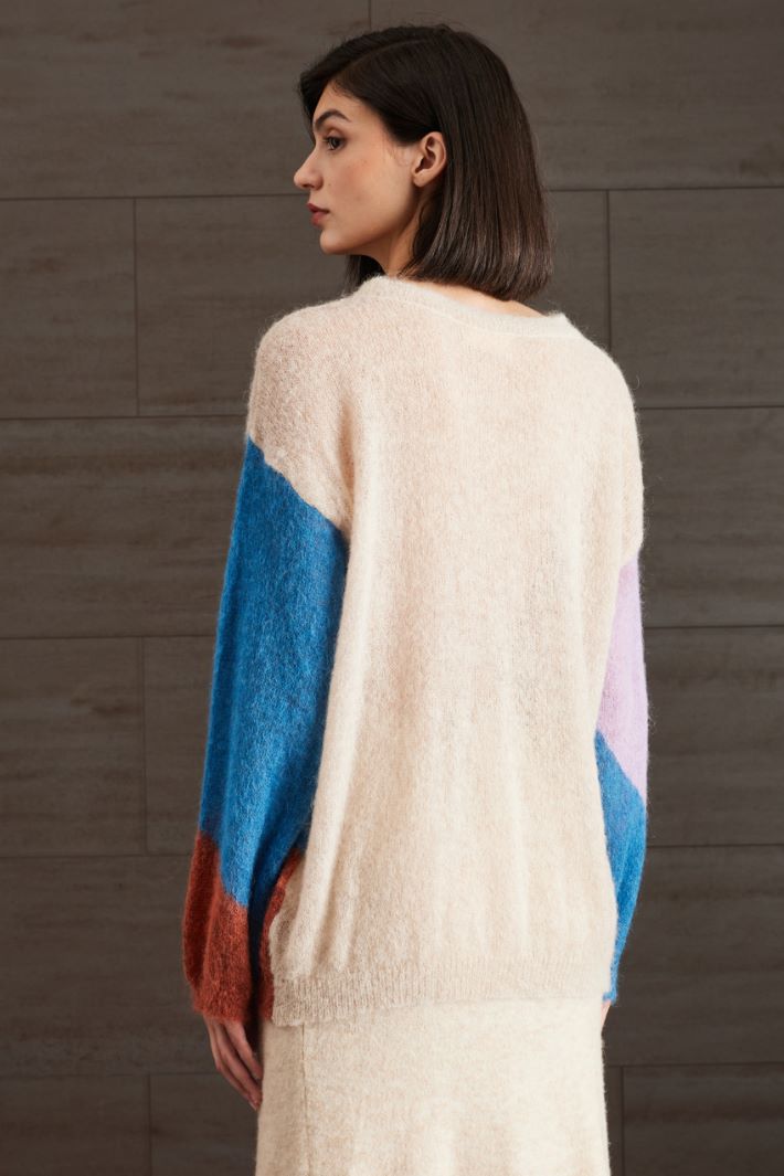 Maglia in alpaca e mohair - ECRU ROSA AZZURRO - Fashion Market - 4