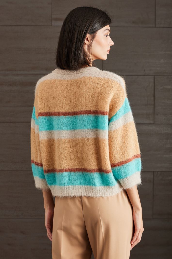 Maglia in mohair - CAMMELLO AZZURRO ECRU - Fashion Market - 4
