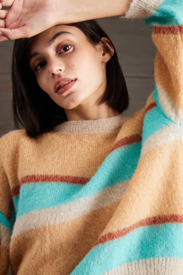 Maglia in mohair - CAMMELLO AZZURRO ECRU - Fashion Market - 3