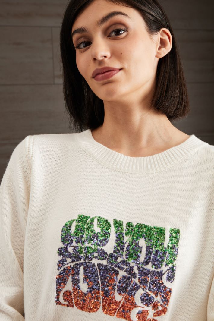 Maglia con paillettes - BIANCO VIOLA VERDE - Fashion Market - 3
