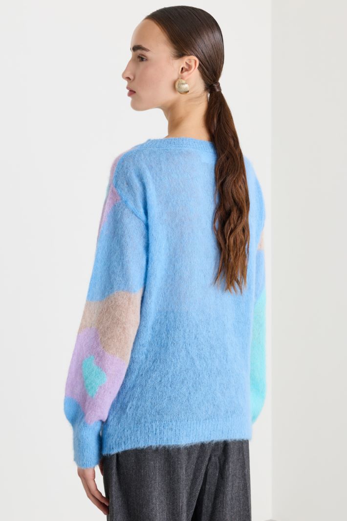 Maglia garzata in alpaca - AZZURRO - Fashion Market - 4