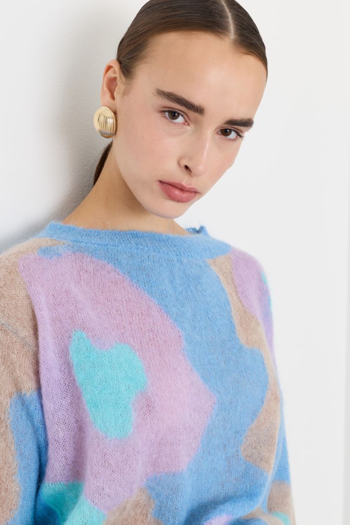 Maglia garzata in alpaca - AZZURRO - Fashion Market - 3