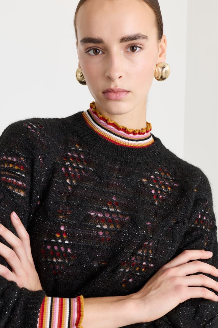 Maglia morbida a trecce - NERO - Fashion Market - 3