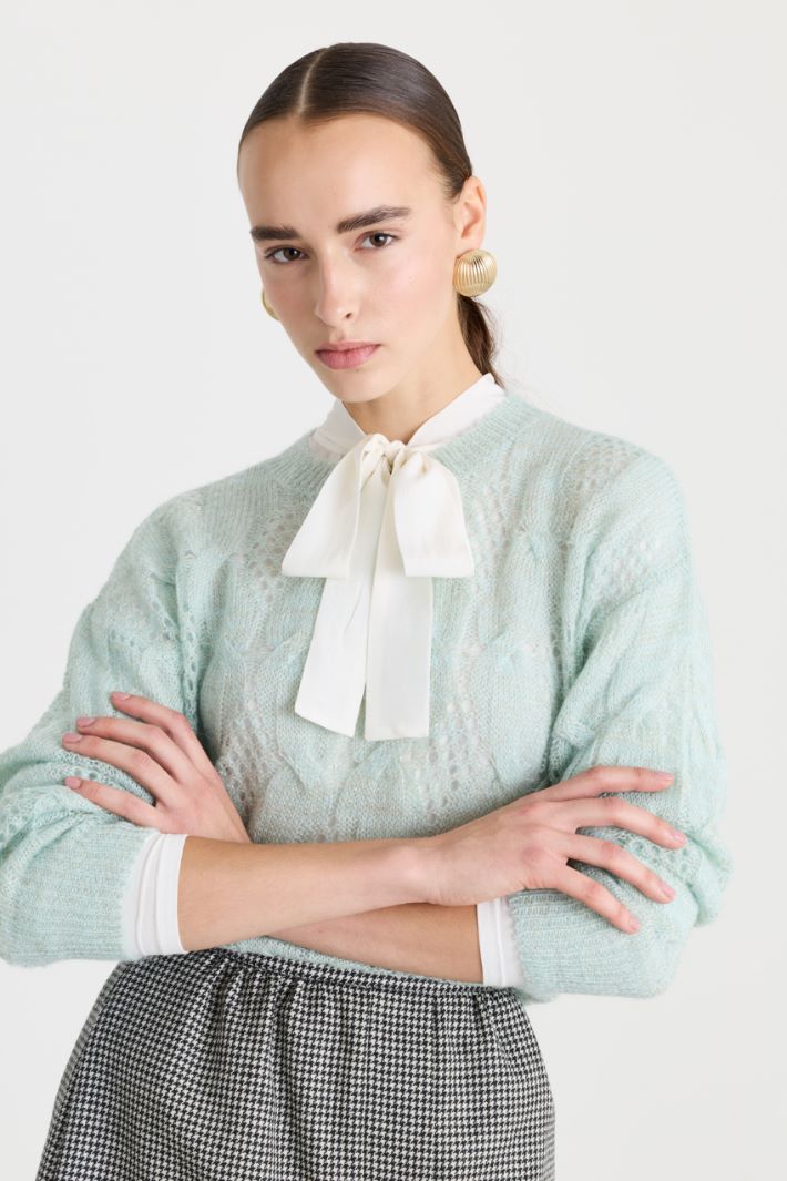 Maglia morbida a trecce - VERDE - Fashion Market - 3