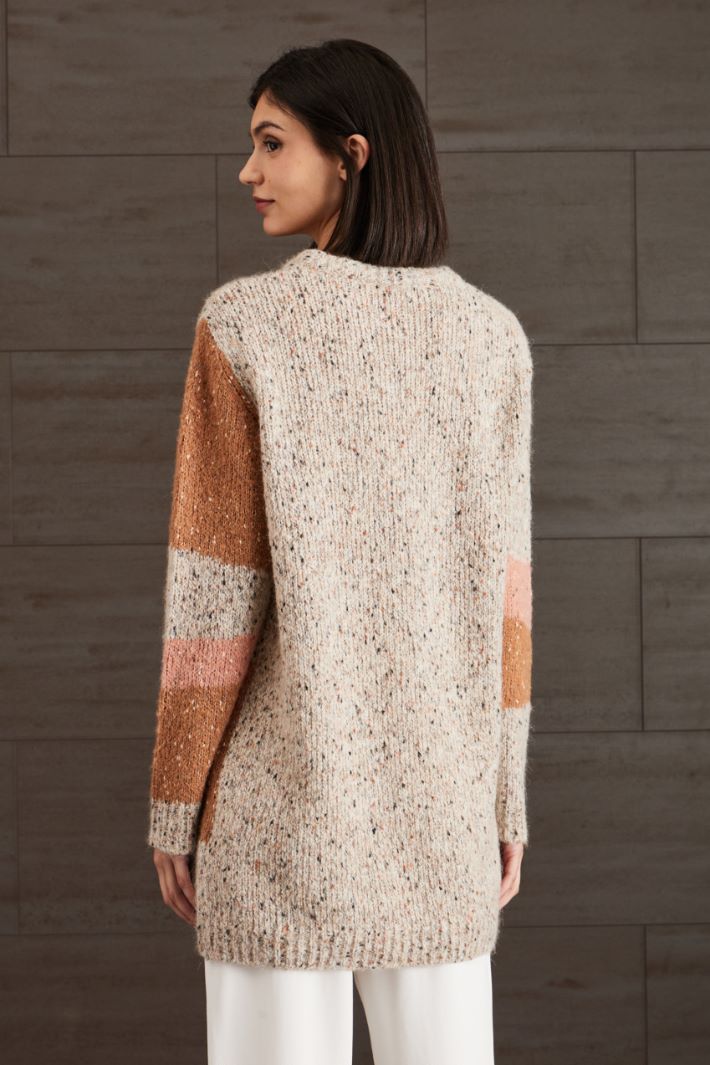 Maglia lunga in lana e alpaca - GRIGIO MARRONE ROSA - Fashion Market - 4