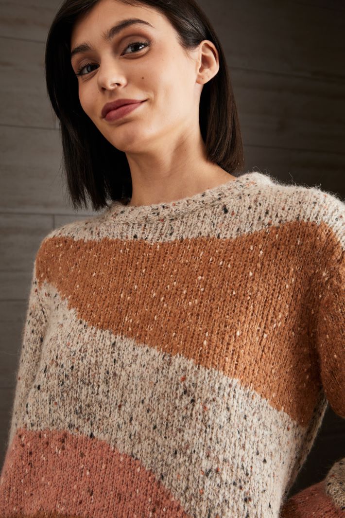 Maglia lunga in lana e alpaca - GRIGIO MARRONE ROSA - Fashion Market - 3