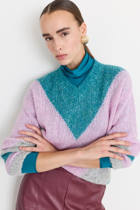 Maglia con intarsi multicolor - Fashion Market
