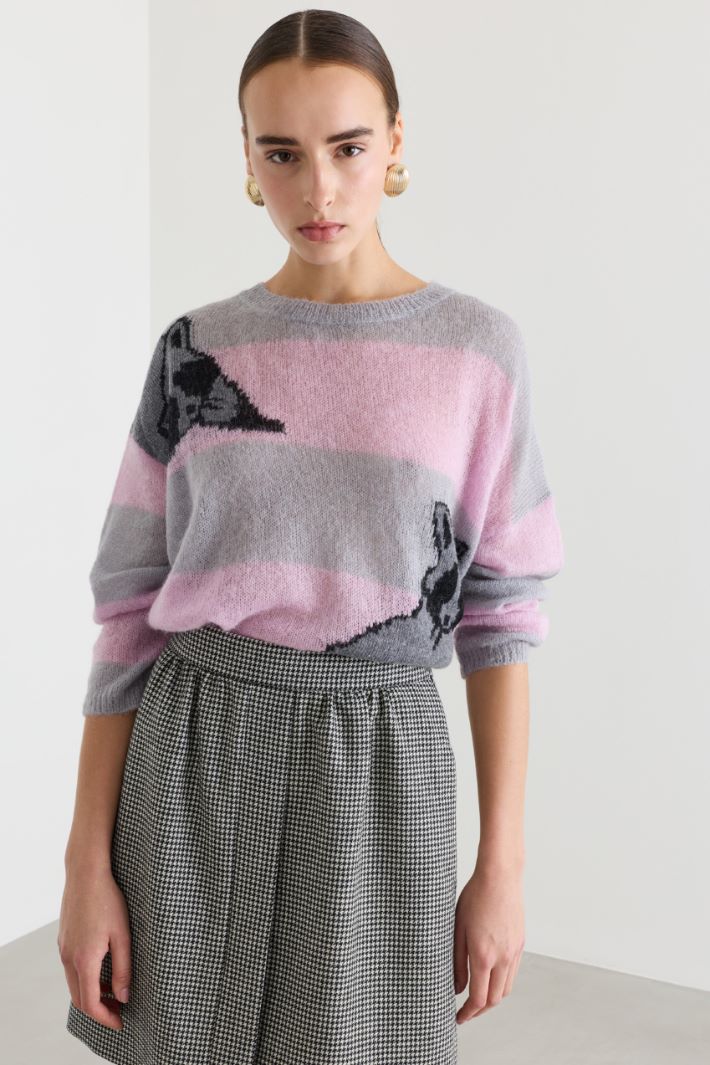 Maglia con disegni intarsiati - GRIGIO ROSA - Fashion Market - 3