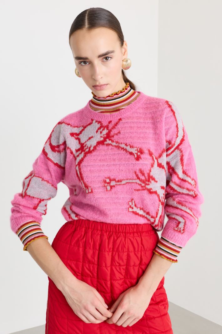Maglia con disegni intarsiati - ROSA - Fashion Market - 2