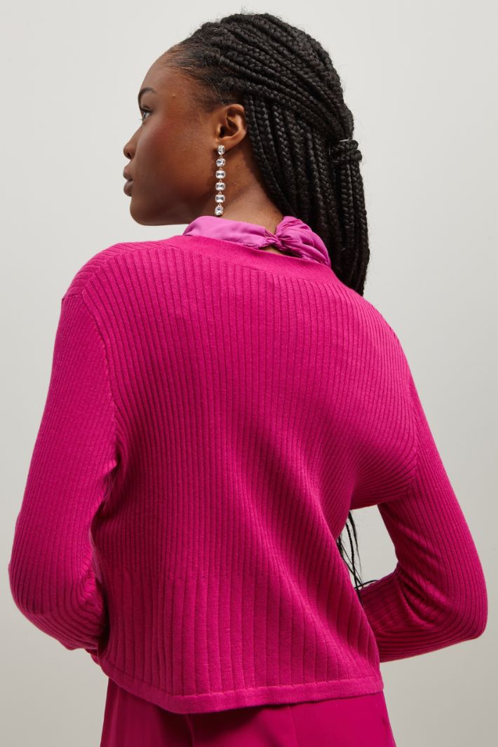 Cardigan corto in cotone - CICLAMINO - Fashion Market - 4