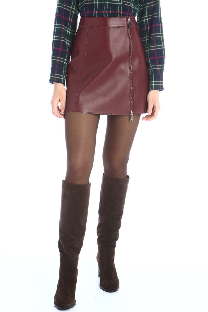 Minigonna in vera pelle - BORDEAUX - Fashion Market - 4