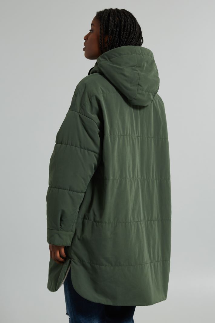 Parka imbottito con cappuccio - VERDE BOSCO BIANCO - Fashion Market - 4