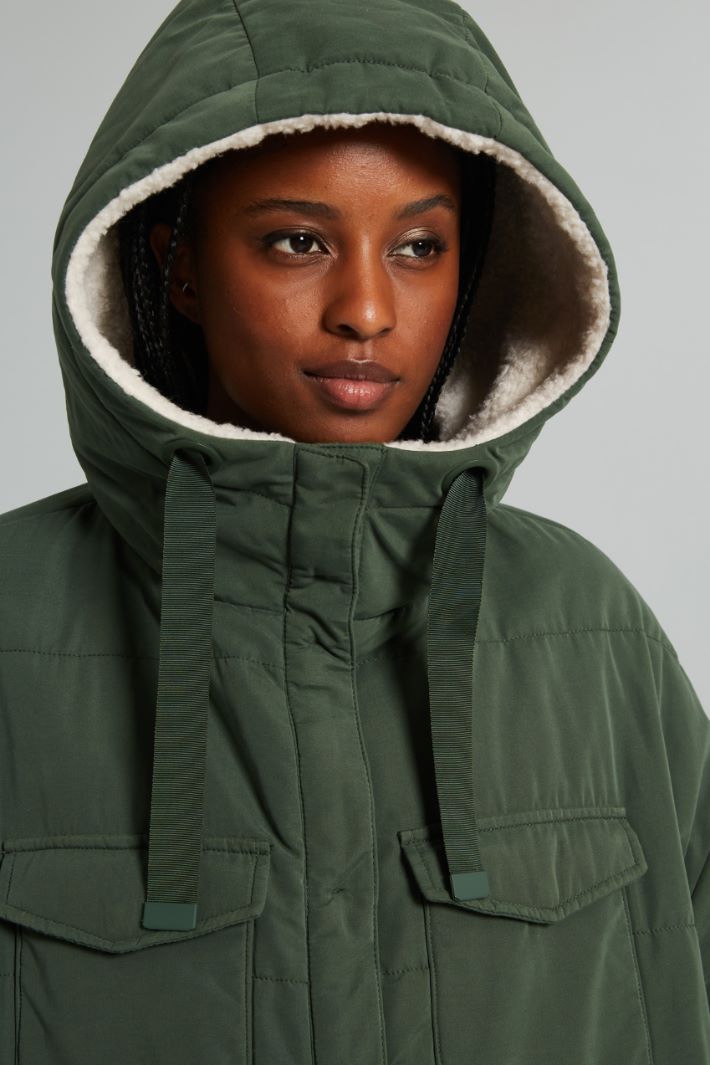 Parka imbottito con cappuccio - VERDE BOSCO BIANCO - Fashion Market - 3