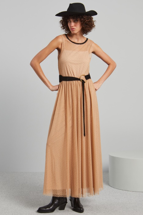 Abito lungo in tulle plumetis - Fashion Market