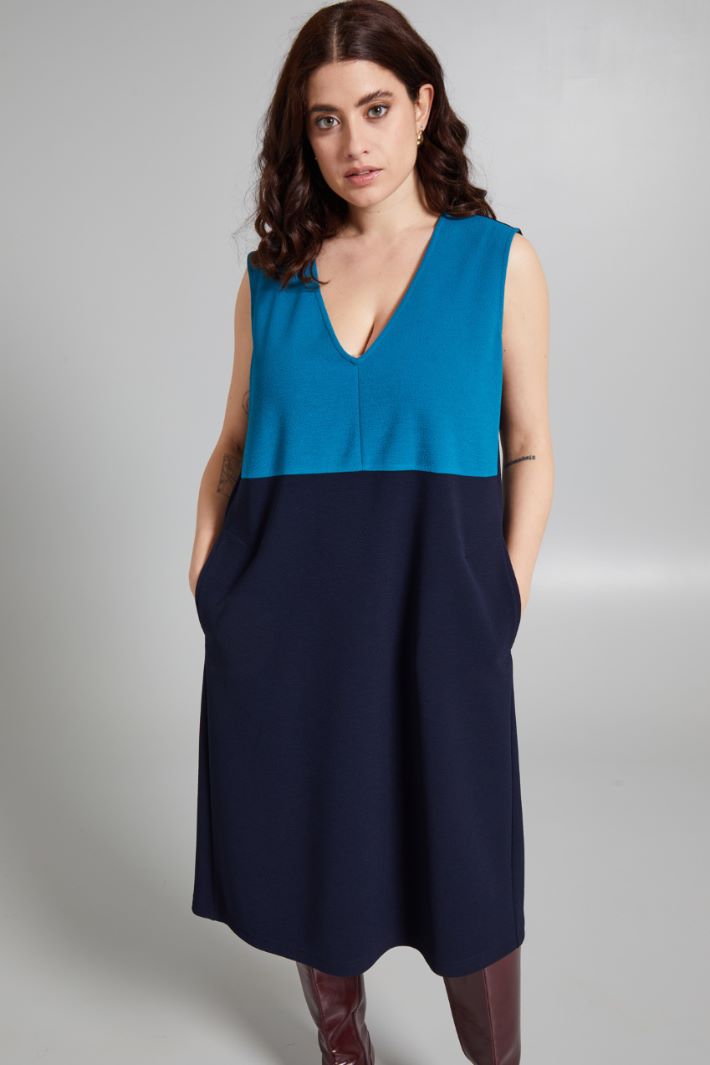 Abito in jersey goffrato - BLU PETROLIO - Fashion Market - 4