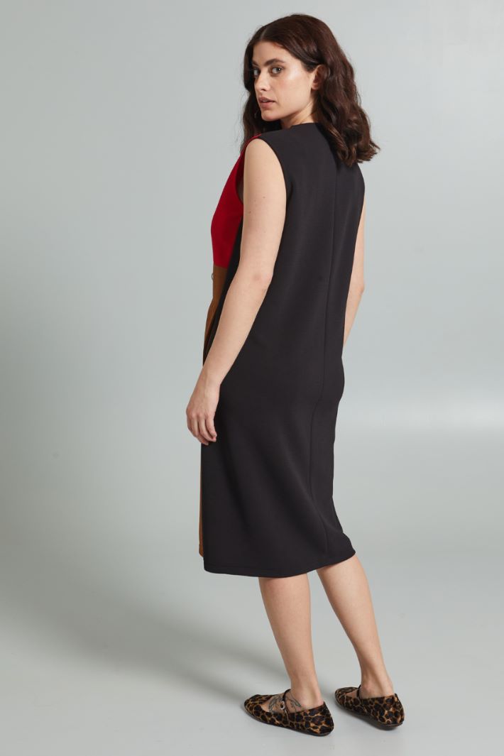 Abito in jersey goffrato - ROSSO MARRONE NERO - Fashion Market - 4