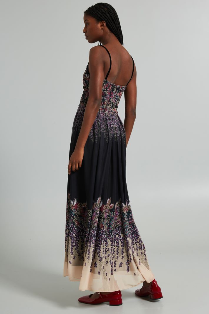 Abito lungo in jersey tulle - NERO VIOLA BEIGE - Fashion Market - 4