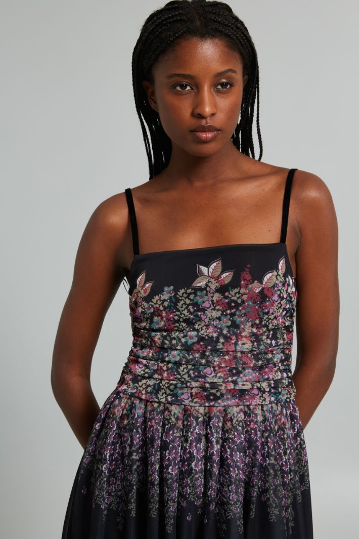 Abito lungo in jersey tulle - NERO VIOLA BEIGE - Fashion Market - 3