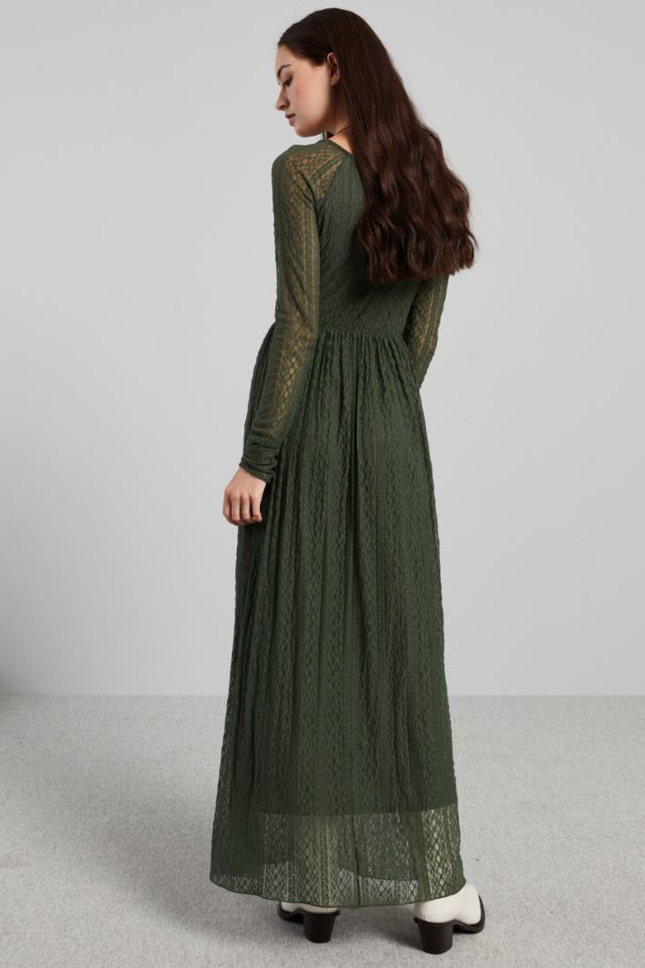 Abito lungo in jersey pizzo - VERDE - Fashion Market - 4