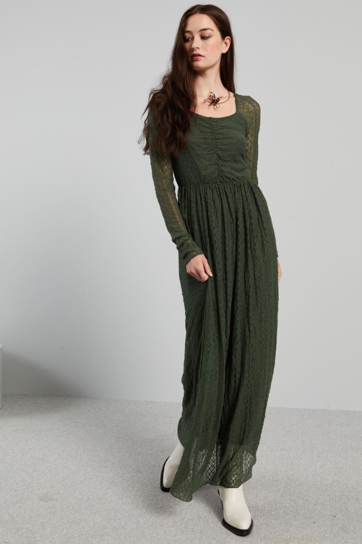 Abito lungo in jersey pizzo - VERDE - Fashion Market - 2