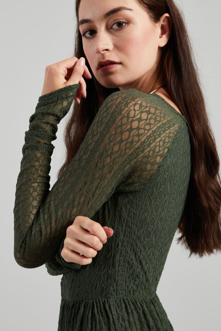 Abito lungo in jersey pizzo - VERDE - Fashion Market - 3