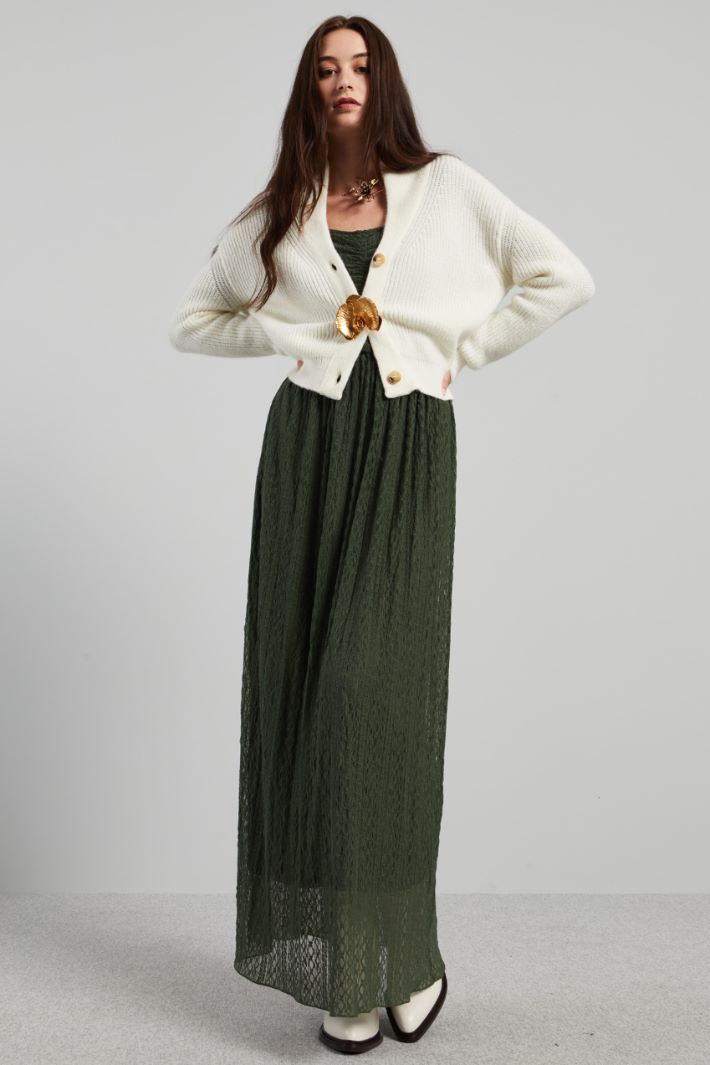 Abito lungo in jersey pizzo - VERDE - Fashion Market