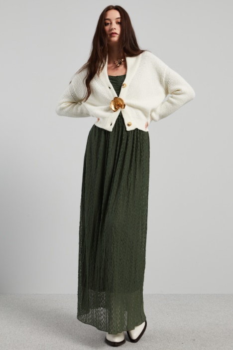 Abito lungo in jersey pizzo - Fashion Market