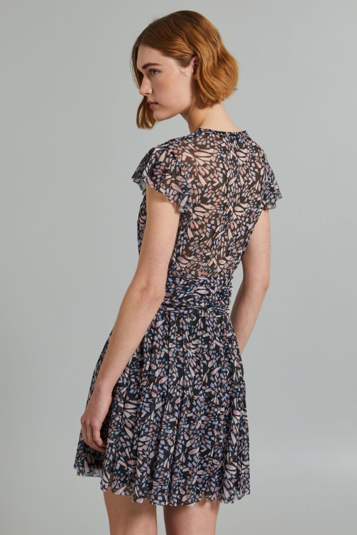 Abito corto in jersey tulle - NERO ROSA AZZURRO - Fashion Market - 3