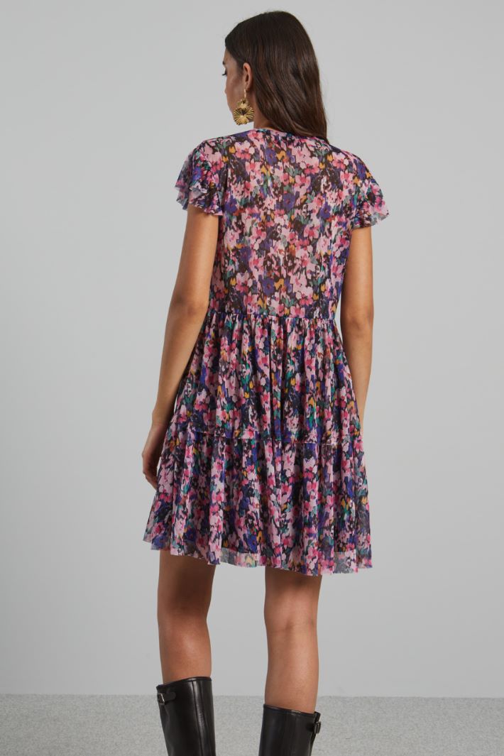 Abito corto in jersey tulle - VIOLA ROSA - Fashion Market - 4