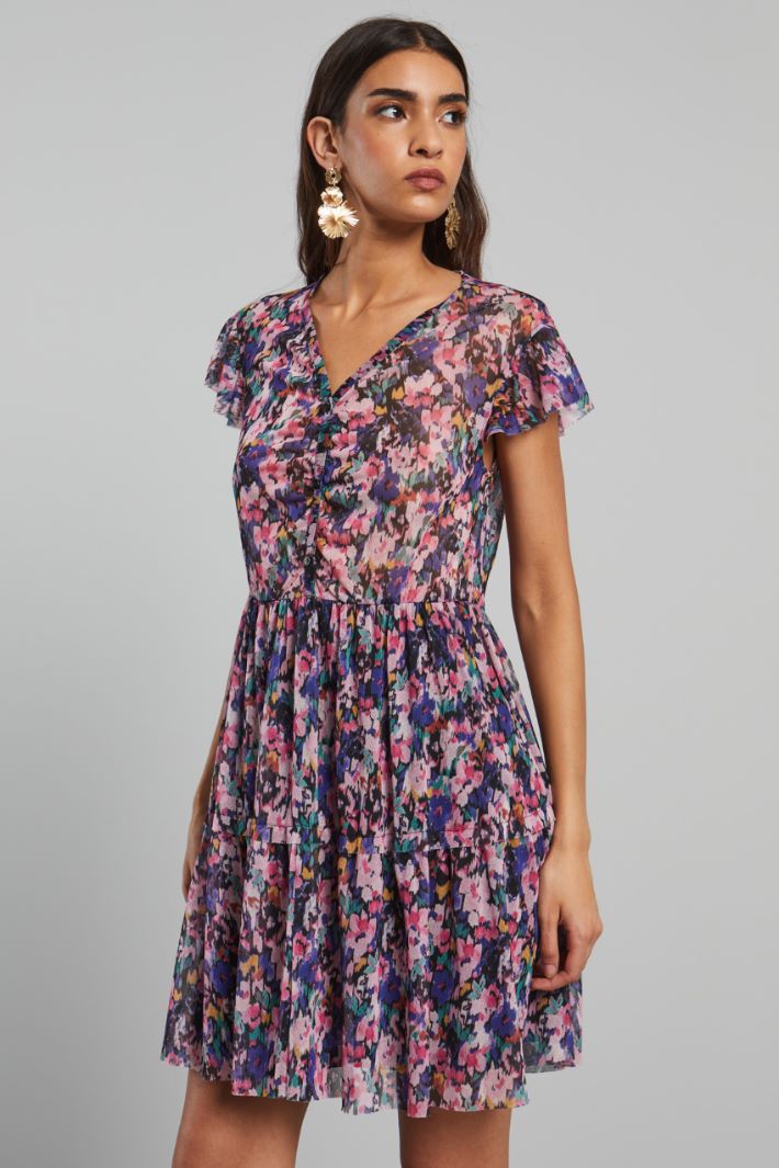 Abito corto in jersey tulle - VIOLA ROSA - Fashion Market - 2