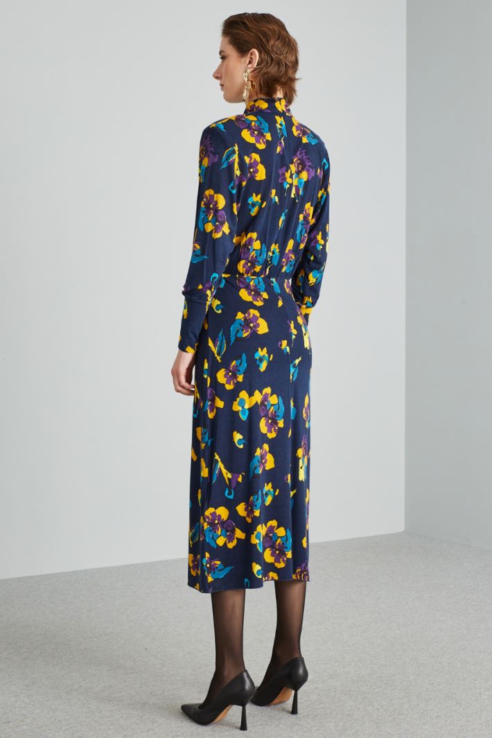 Abito midi con collo morbido - BLU GIALLO PETROLIO - Fashion Market - 4